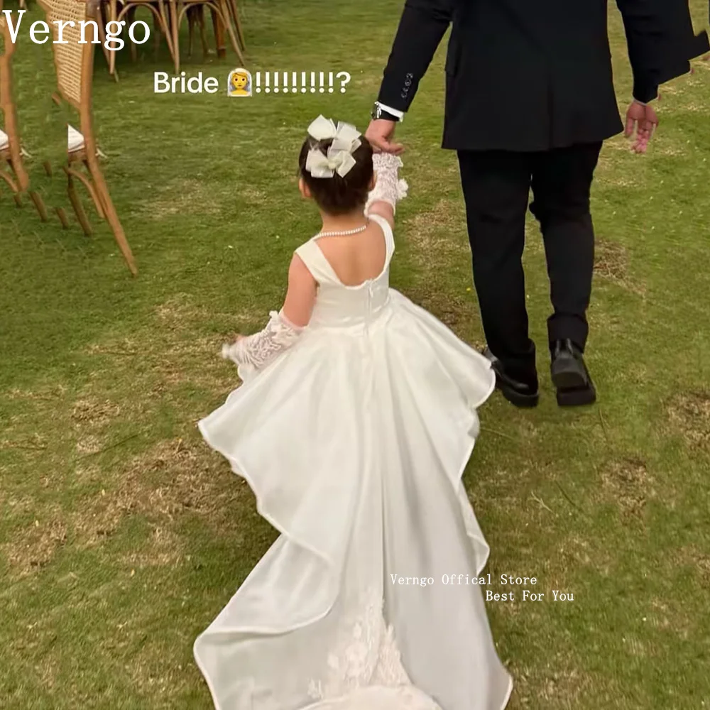 Verngo White Satin Girl Flowers Dress A Line Tiered Princess Birthday Party Dresses Elegant Short Kid Prom Gown Customized
Verngo White Satin Girl Flowers Dress A Line Tiered Princess Birthday Party Dresses Elegant Short Kid Prom Gown Customized