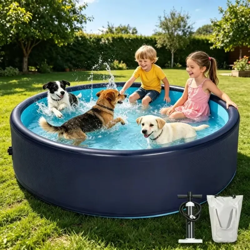47.5" Foldable Inflatable Dog Pool, Durable PVC Pet Swimming Pool with Non-Slip Floor, Quick Drain Bath, Wholesale
47.5" Foldable Inflatable Dog Pool, Durable PVC Pet Swimming Pool with Non-Slip Floor, Quick Drain Bath, Wholesale