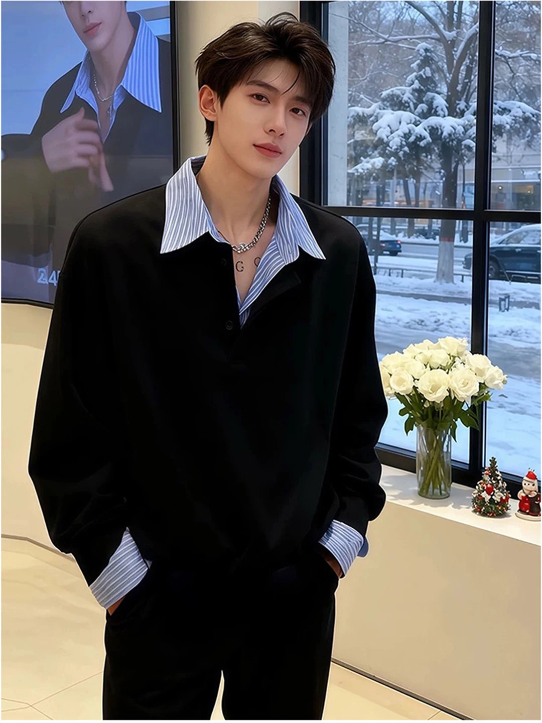Casual Chic Fake Two-Piece Men's irt Spring Korean Sle High-End irt Collar Sweatirt Heavyweight oulder irt
Casual Chic Fake Two-Piece Men's irt Spring Korean Sle High-End irt Collar Sweatirt Heavyweight oulder irt