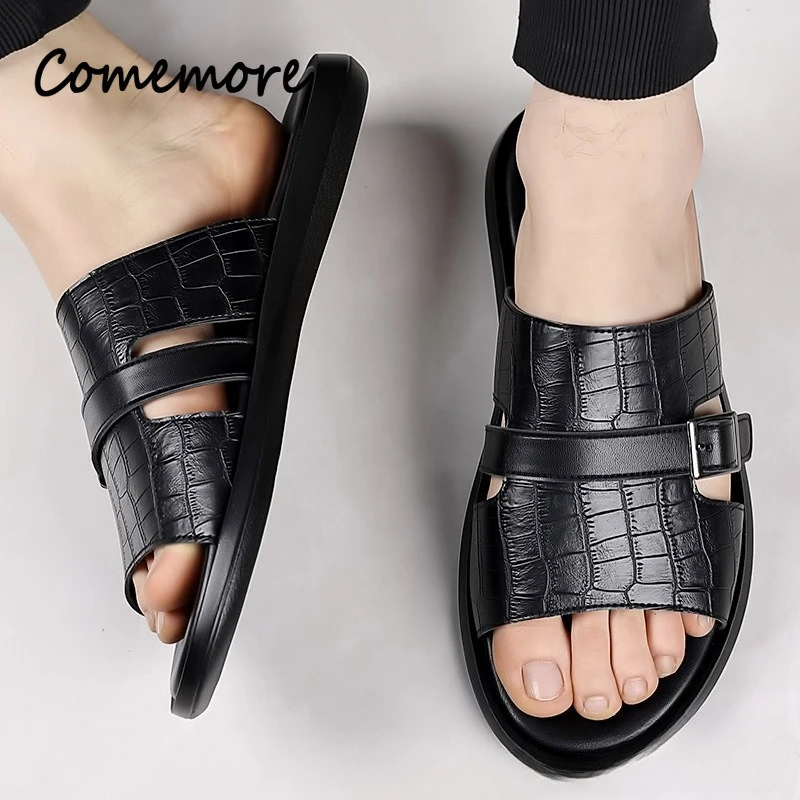 Comemore Men's Summer Trendy Sandals Comfort Wear-resistant Anti-slip Beach Shower Slide Shoes Crocodile Pattern Slippers Male
Comemore Men's Summer Trendy Sandals Comfort Wear-resistant Anti-slip Beach Shower Slide Shoes Crocodile Pattern Slippers Male