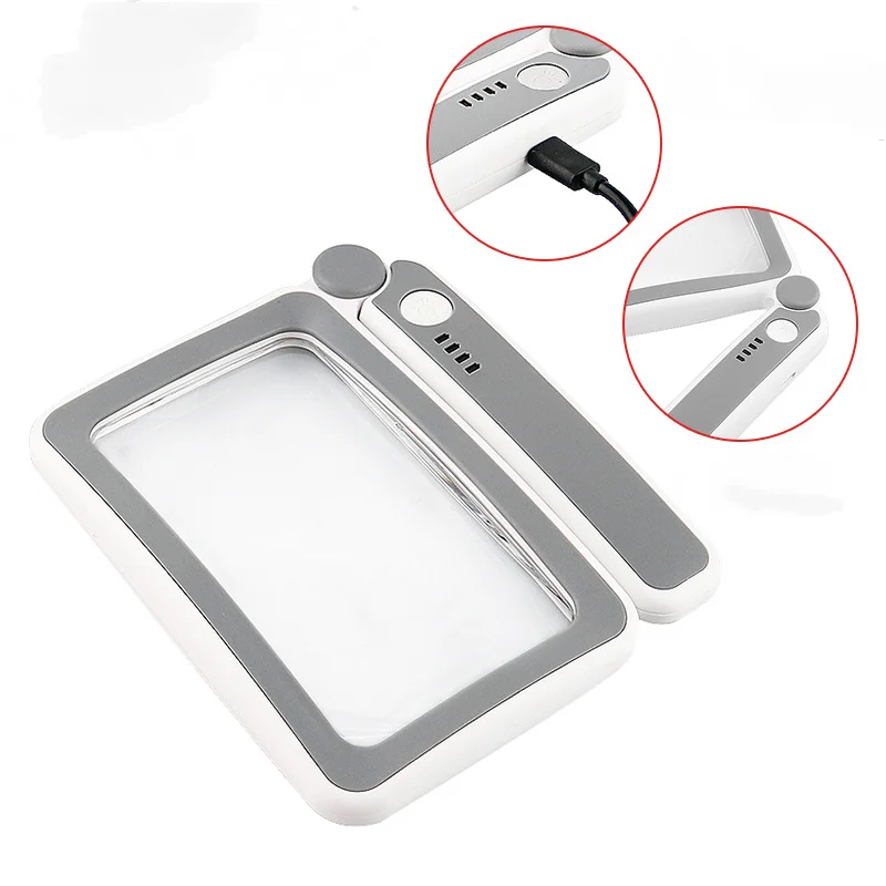 New Folding Square Handheld Magnifier Usb Charging 10Led Three Speed Light Power Display Touch Switch
New Folding Square Handheld Magnifier Usb Charging 10Led Three Speed Light Power Display Touch Switch