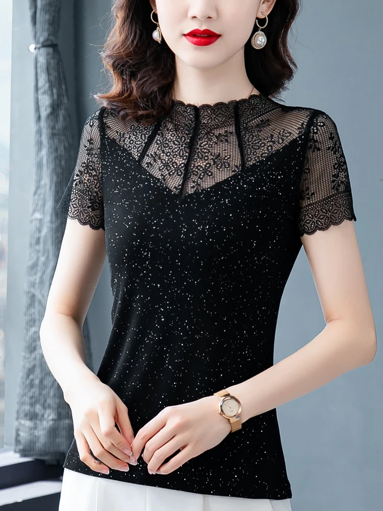 Korean Sle Summer Modal Ribbed Lace T-irt Women's ort Sve Slimming Top Faionable Patchwork Trendy irt
Korean Sle Summer Modal Ribbed Lace T-irt Women's ort Sve Slimming Top Faionable Patchwork Trendy irt