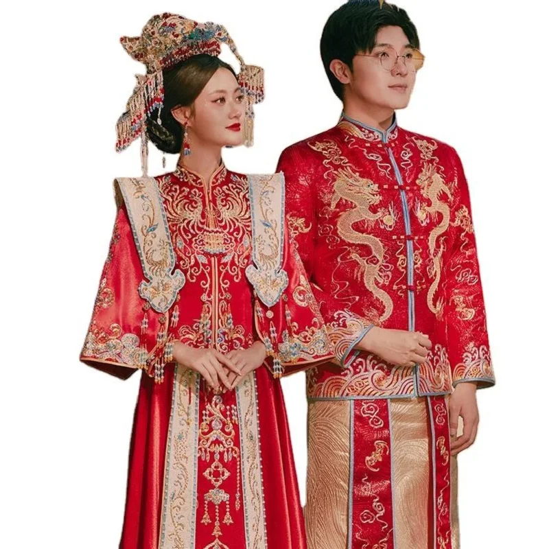 Red Embroidery Oriental Style Couple Clothing Vestido Chino Xiuhe Groom Suits Hanfu Bride Luxury Ancient China Wedding Costume
Red Embroidery Oriental Style Couple Clothing Vestido Chino Xiuhe Groom Suits Hanfu Bride Luxury Ancient China Wedding Costume