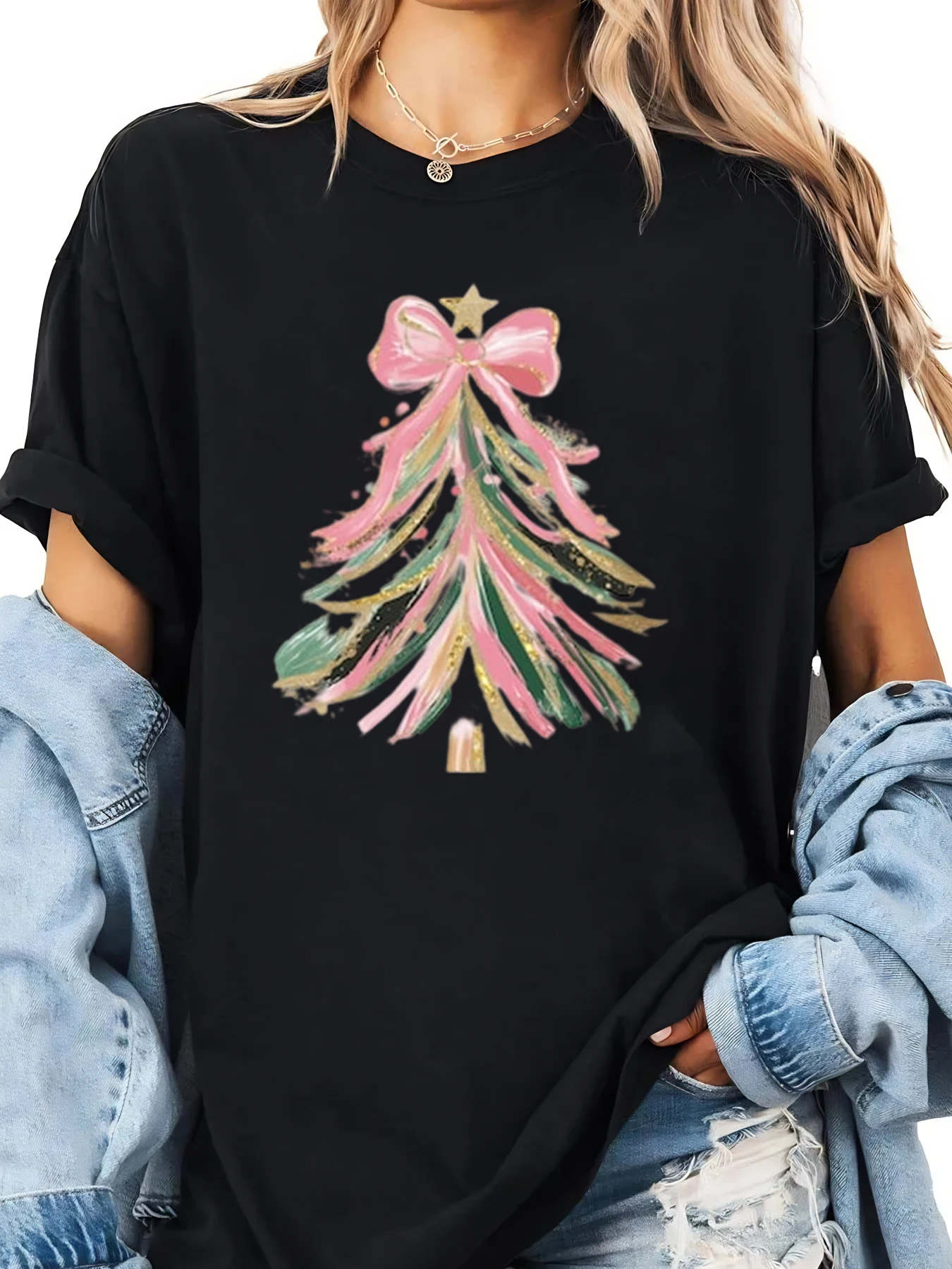 Праздничная футболка с принтом рождественской елки, женская повседневная одежда, праздничный наряд, черный, больших размеров
Праздничная футболка с принтом рождественской елки, женская повседневная одежда, праздничный наряд, черный, больших размеров