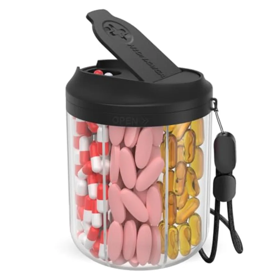 Pill Bottle Organizer wit 7 Large Compartments, Pill Dispenser Travel, plement Organizer wit Anti-g Design, BPA-Free Pill Conta
Pill Bottle Organizer wit 7 Large Compartments, Pill Dispenser Travel, plement Organizer wit Anti-g Design, BPA-Free Pill Conta