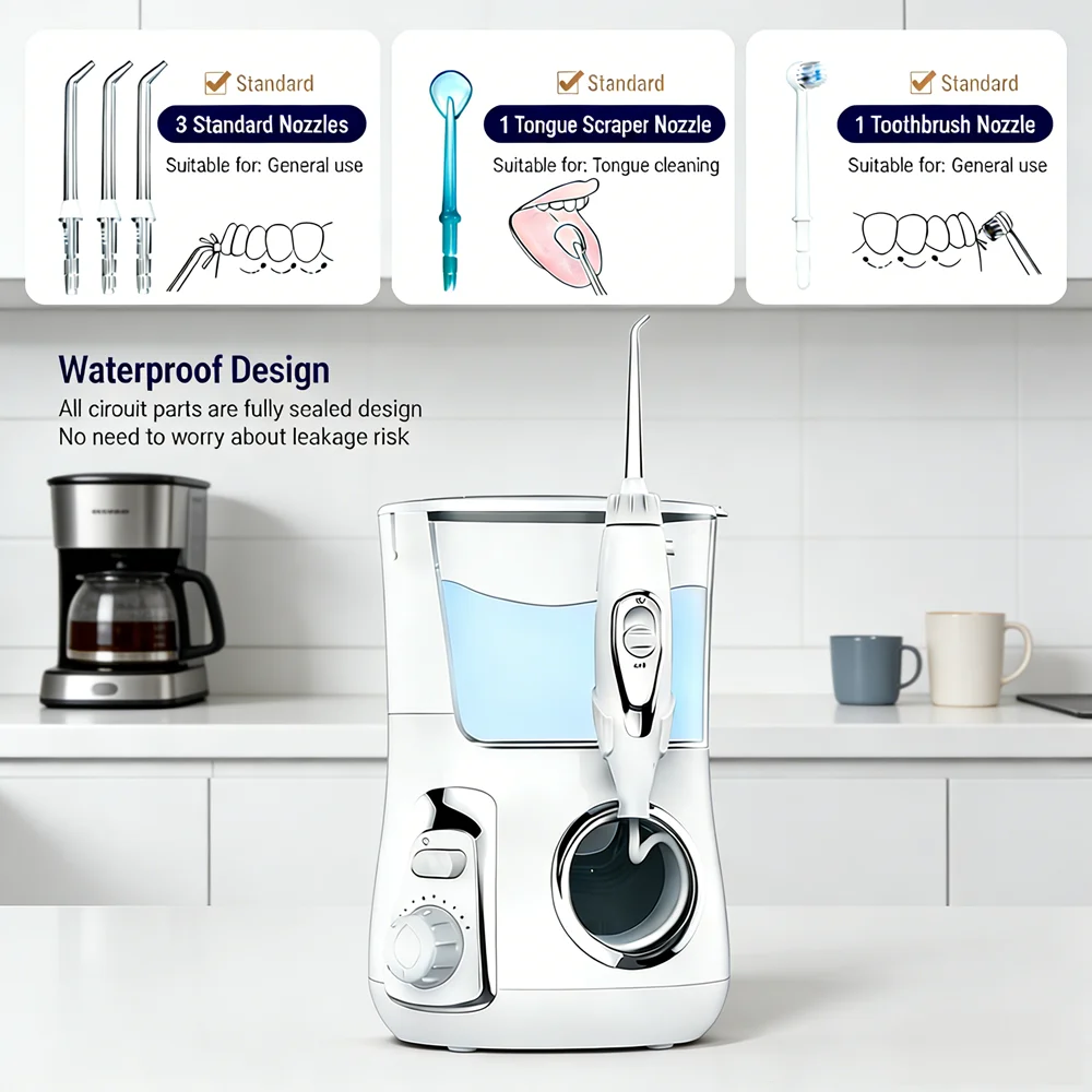 Electric Dental Water Flosser 10 Modes 800ML 5 Nozzles Oral Irrigator Water Jet Teeth Cleaner for Home Oral Care Spa
Electric Dental Water Flosser 10 Modes 800ML 5 Nozzles Oral Irrigator Water Jet Teeth Cleaner for Home Oral Care Spa