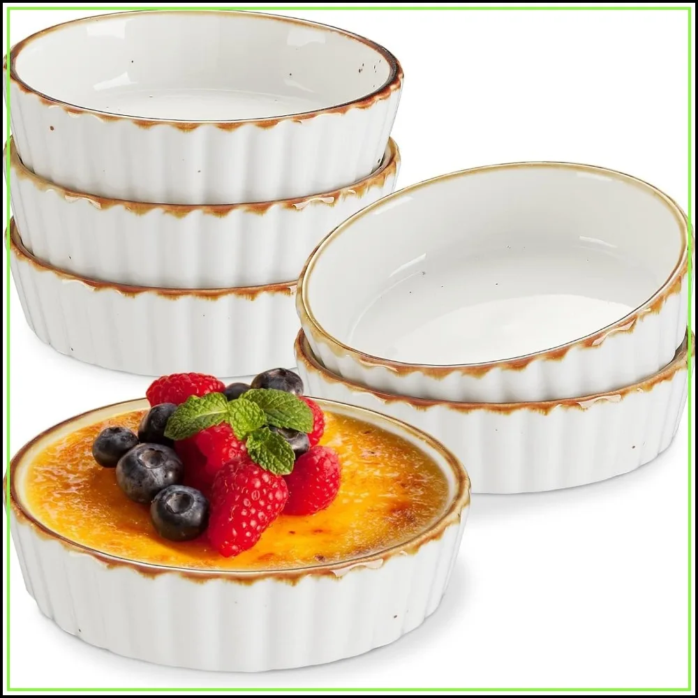 4 oz Shallow Ramekins for Creme Brulee, Oven Safe, Speckled Fluted Set of 6
4 oz Shallow Ramekins for Creme Brulee, Oven Safe, Speckled Fluted Set of 6