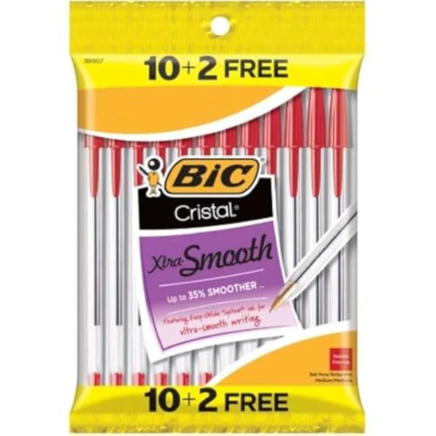 Cristal Xtra-Smooth Ball Pen - 10 plus 2 Bonus Pack 12 count - Red Medium Point Ballpoint Pen
Cristal Xtra-Smooth Ball Pen - 10 plus 2 Bonus Pack 12 count - Red Medium Point Ballpoint Pen