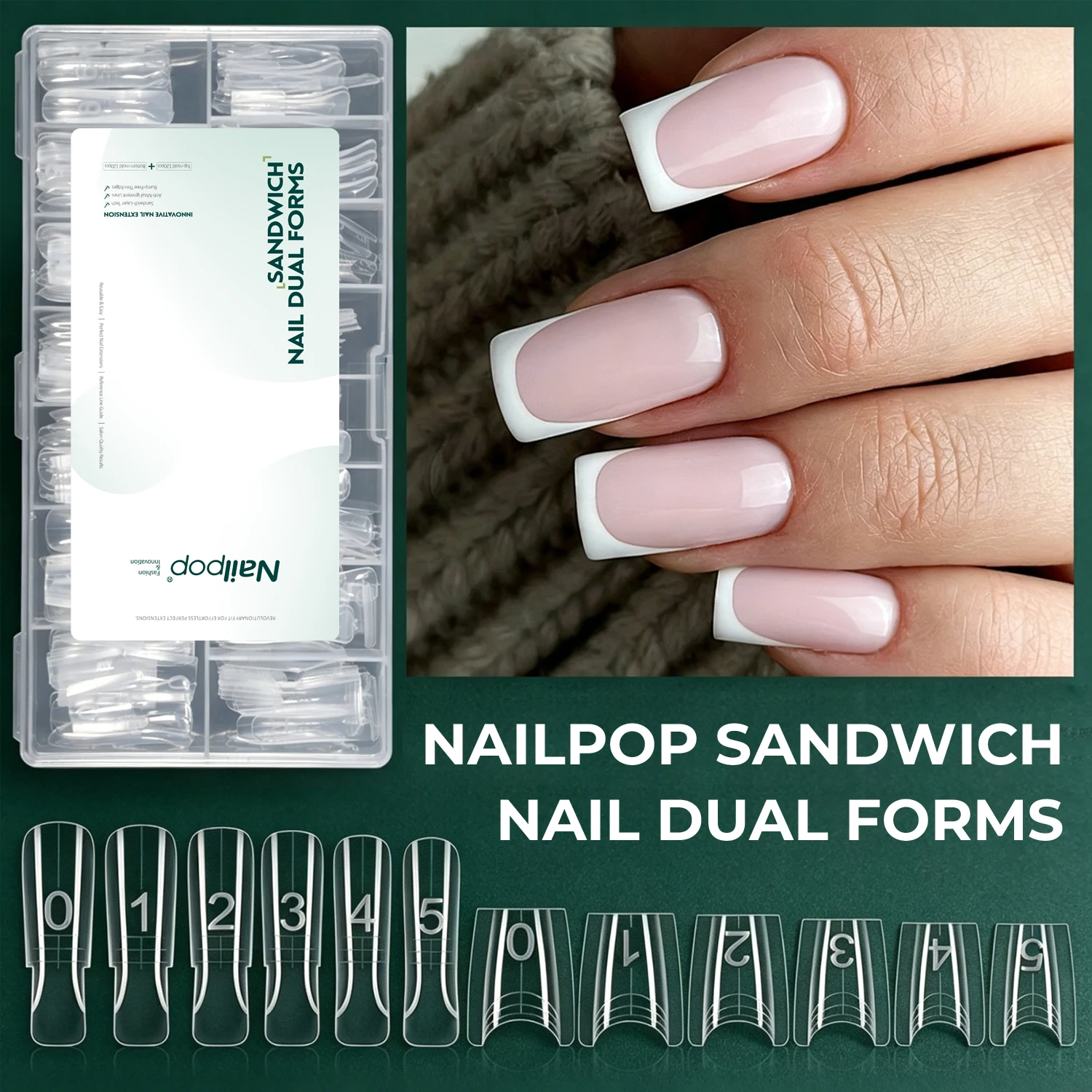 Nailpop 240pcs Nail Dual Forms Short Coffin Sandwich Kit Easy Acrylic Extension Reusable Transparent Thickened PP Salon Quality
Nailpop 240pcs Nail Dual Forms Short Coffin Sandwich Kit Easy Acrylic Extension Reusable Transparent Thickened PP Salon Quality
