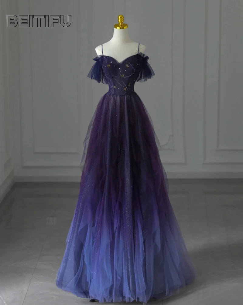 Customized Dark Blue Starry Sky Evening Dress for Women 2025 Vestidos Elegant Off The Shoulder Ruffles Neck Lady Formal Dresses
Customized Dark Blue Starry Sky Evening Dress for Women 2025 Vestidos Elegant Off The Shoulder Ruffles Neck Lady Formal Dresses