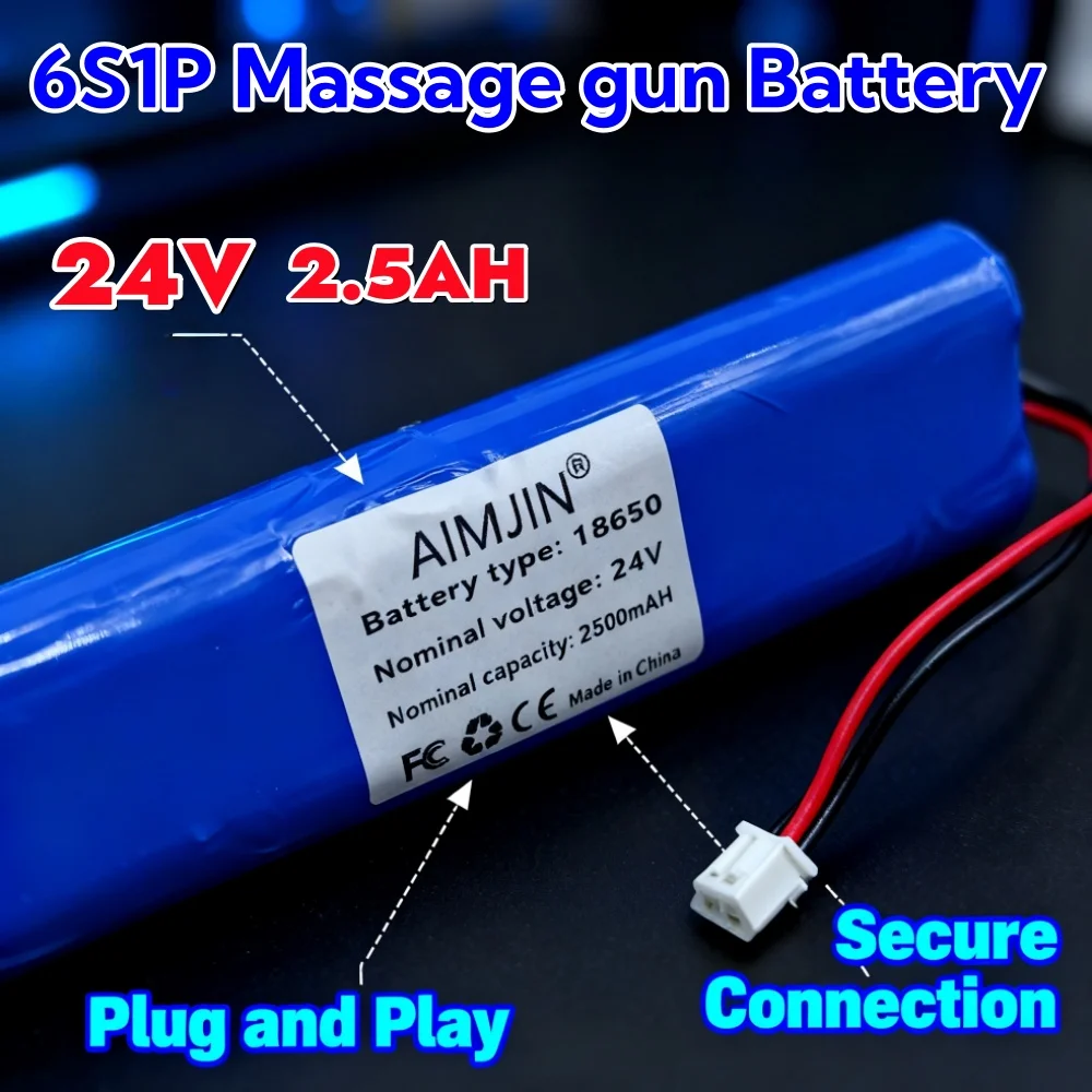 6S1P 24V 2500mAh 18650 Li-ion Battery for Massage Gun, Replacement for Fascia Gun Muscle Massager Fitness Device
6S1P 24V 2500mAh 18650 Li-ion Battery for Massage Gun, Replacement for Fascia Gun Muscle Massager Fitness Device