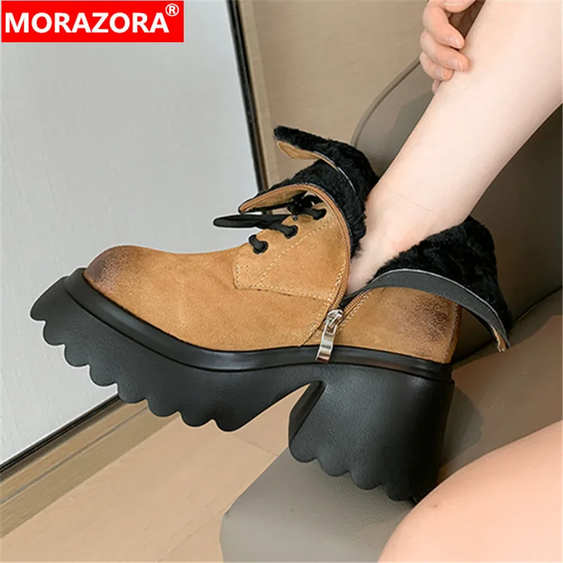MORAZORA 2024 New Cow Suede Narrow Band Snow Women Boots Ladies Zipper Platform Boots Winter Wool Ankle Boots
MORAZORA 2024 New Cow Suede Narrow Band Snow Women Boots Ladies Zipper Platform Boots Winter Wool Ankle Boots