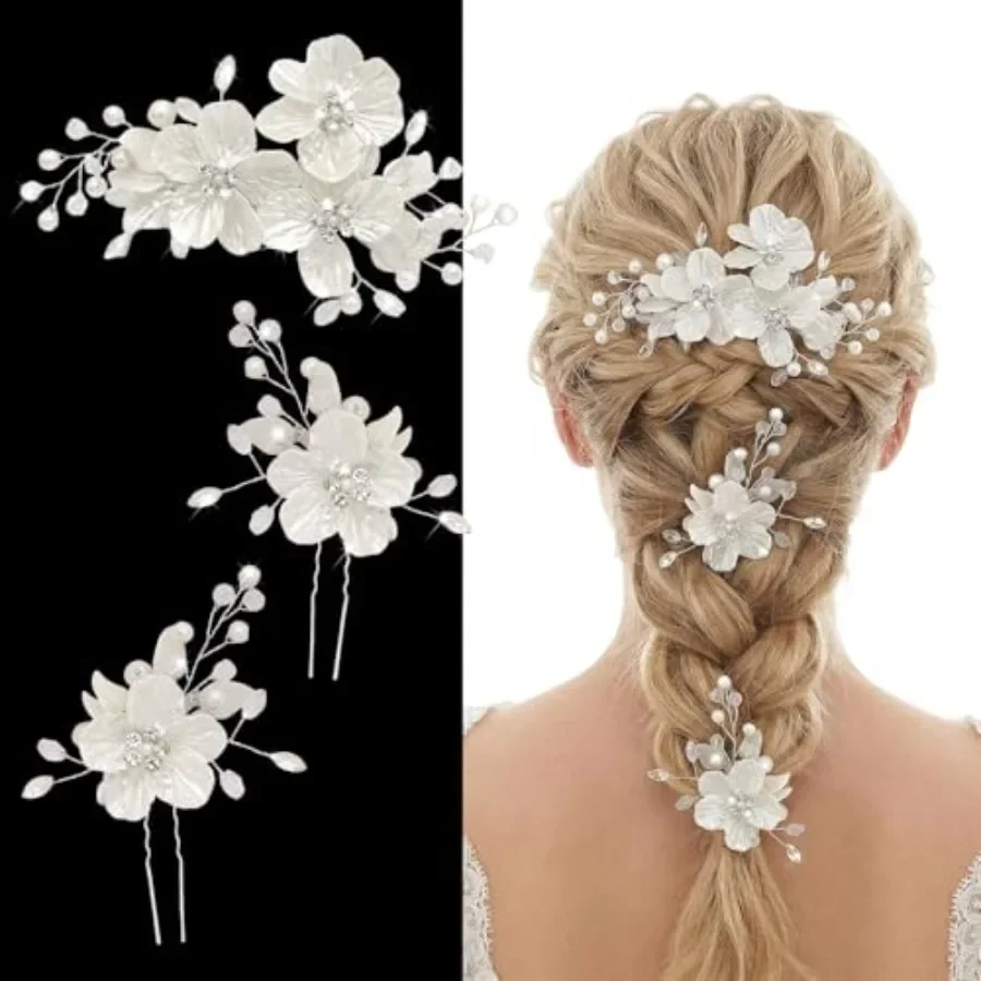 3 Pcs Bridal Wedding Hair Pins Crystal Pearl Flower Hair Clips Jewelry with Rhinestone Glitter Emboss White Flower Hair Accesso
3 Pcs Bridal Wedding Hair Pins Crystal Pearl Flower Hair Clips Jewelry with Rhinestone Glitter Emboss White Flower Hair Accesso