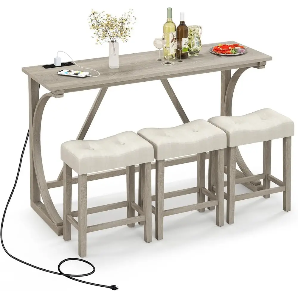 Counter Height Bar Table Set with Power Outlet, 4-Piece Dining Set, Upholstered Stools, Ideal for Kitchen, Dining, Living Rooms
Counter Height Bar Table Set with Power Outlet, 4-Piece Dining Set, Upholstered Stools, Ideal for Kitchen, Dining, Living Rooms
