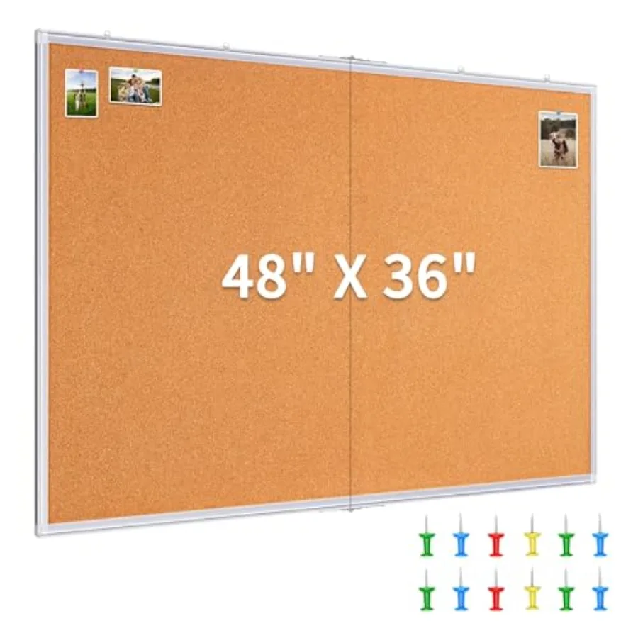 Large Cork Board 48 x 36, Bullet Board for Walls, 4'x 3' Extra Alumum Framed Corkboard, Foldable Wall Mounted P Memo Notice Cor
Large Cork Board 48 x 36, Bullet Board for Walls, 4'x 3' Extra Alumum Framed Corkboard, Foldable Wall Mounted P Memo Notice Cor