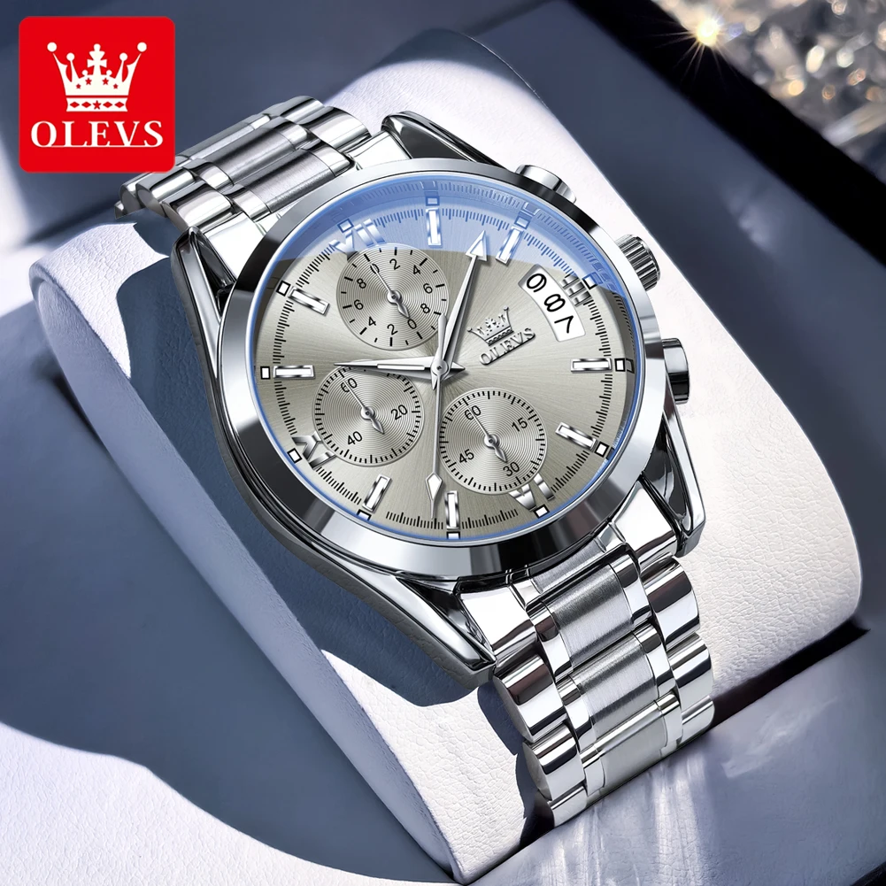 Брендовые мужские часы OLEVS, многофункциональные кварцевые часы с хронографом, водонепроницаемые светящиеся часы из нержавеющей стали с календарем, мужские подарки
Брендовые мужские часы OLEVS, многофункциональные кварцевые часы с хронографом, водонепроницаемые светящиеся часы из нержавеющей стали с календарем, мужские подарки