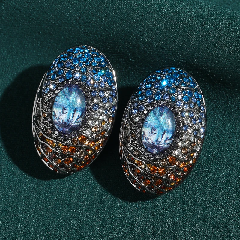 Oval Stud Earrings Vintage Blue White And Black rhinstones Designer Jewelry Fantacy Forrest Accessories Camping Art Deco
Oval Stud Earrings Vintage Blue White And Black rhinstones Designer Jewelry Fantacy Forrest Accessories Camping Art Deco