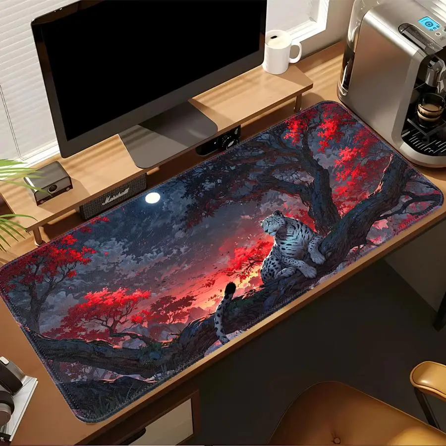Snow Leopard Moon Mouse Pad office Pad Game Console Pad Keyboard Mouse Pad Computer Laptop Pad Desk accessories rubber