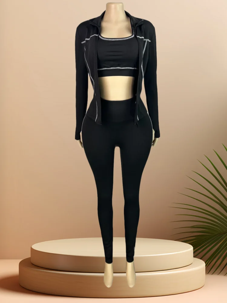 Женская спортивная мода Sister Star, повседневная майка на молнии с пряжкой на большого пальца, узкие брюки с длинными рукавами, элегантный пригородный наряд из трех предметов
Женская спортивная мода Sister Star, повседневная майка на молнии с пряжкой на большого пальца, узкие брюки с длинными рукавами, элегантный пригородный наряд из трех предметов