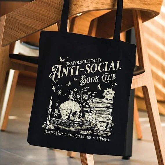 Gothic Book Skull Tote Bag Dark Aesthetic Canvas Shoulder Bag for Women Men Casual Reusable Shopping Handbag Retro Style Black
Gothic Book Skull Tote Bag Dark Aesthetic Canvas Shoulder Bag for Women Men Casual Reusable Shopping Handbag Retro Style Black