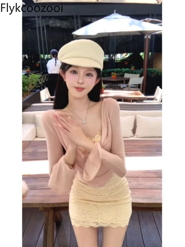 Summer Dress Sexy Spice Girl Suit Women 2024 Early Fall New Pink Long-sleeved Blouse Lace Halter Dress Two-piece Set
Summer Dress Sexy Spice Girl Suit Women 2024 Early Fall New Pink Long-sleeved Blouse Lace Halter Dress Two-piece Set