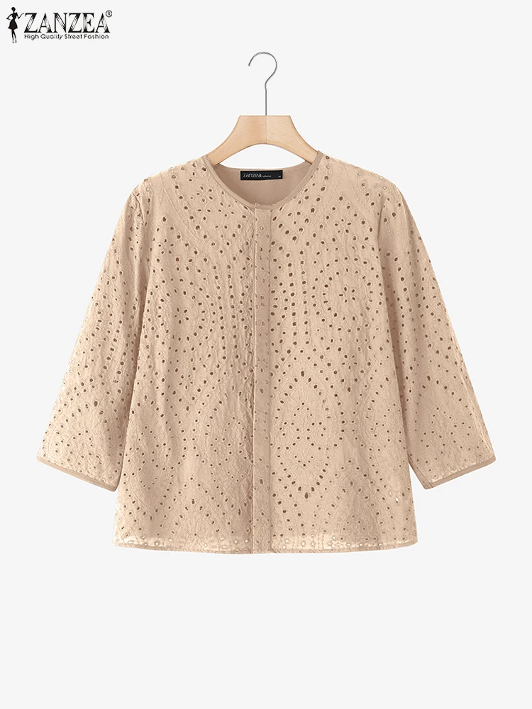 ZANZEA Elegant Shirts Women Hollow Out Tops 2025 Summer Casual Solid Color Blusas Three Quarter Blouses O-Neck Tunic Oversized
ZANZEA Elegant Shirts Women Hollow Out Tops 2025 Summer Casual Solid Color Blusas Three Quarter Blouses O-Neck Tunic Oversized