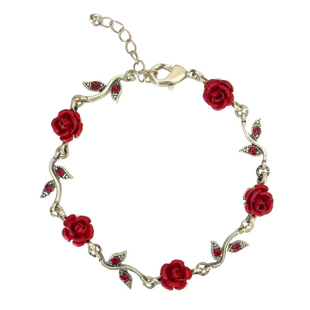 Rose Bracelet Valentine's Day Gift Chain Adjustable Flower Wrist Alloy Red Charm Bangle
Rose Bracelet Valentine's Day Gift Chain Adjustable Flower Wrist Alloy Red Charm Bangle