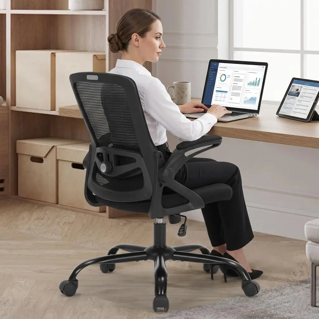 Ergonomic Office Chair With Adjustable Height Lumbar Support High Back Mesh Flip-Up Armrests
Ergonomic Office Chair With Adjustable Height Lumbar Support High Back Mesh Flip-Up Armrests