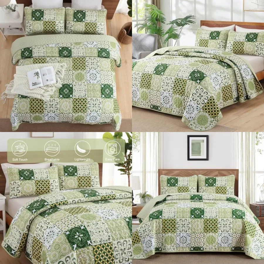 Quilt Set Size, Boho Plaid Patchwork Bedspreads Coverlet Set, 3 Pieces Soft Lightweight Microfiber Quilt Bedding Set for All Se
Quilt Set Size, Boho Plaid Patchwork Bedspreads Coverlet Set, 3 Pieces Soft Lightweight Microfiber Quilt Bedding Set for All Se