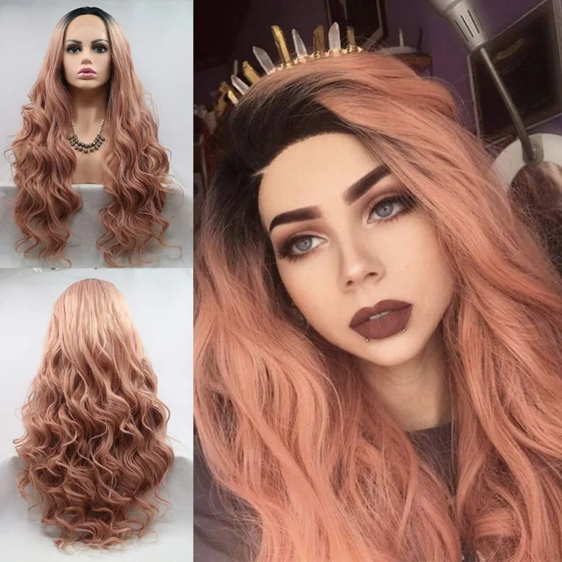 Gradient rose gold hand-woven lace front wig, matte high-temperature synthetic hair cap
Gradient rose gold hand-woven lace front wig, matte high-temperature synthetic hair cap