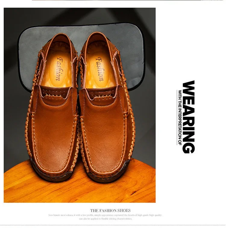 Men Handcrafted Leather Loafers Slip On Breathable Casual Driving Shoes Italian Style Mens Flats
Men Handcrafted Leather Loafers Slip On Breathable Casual Driving Shoes Italian Style Mens Flats