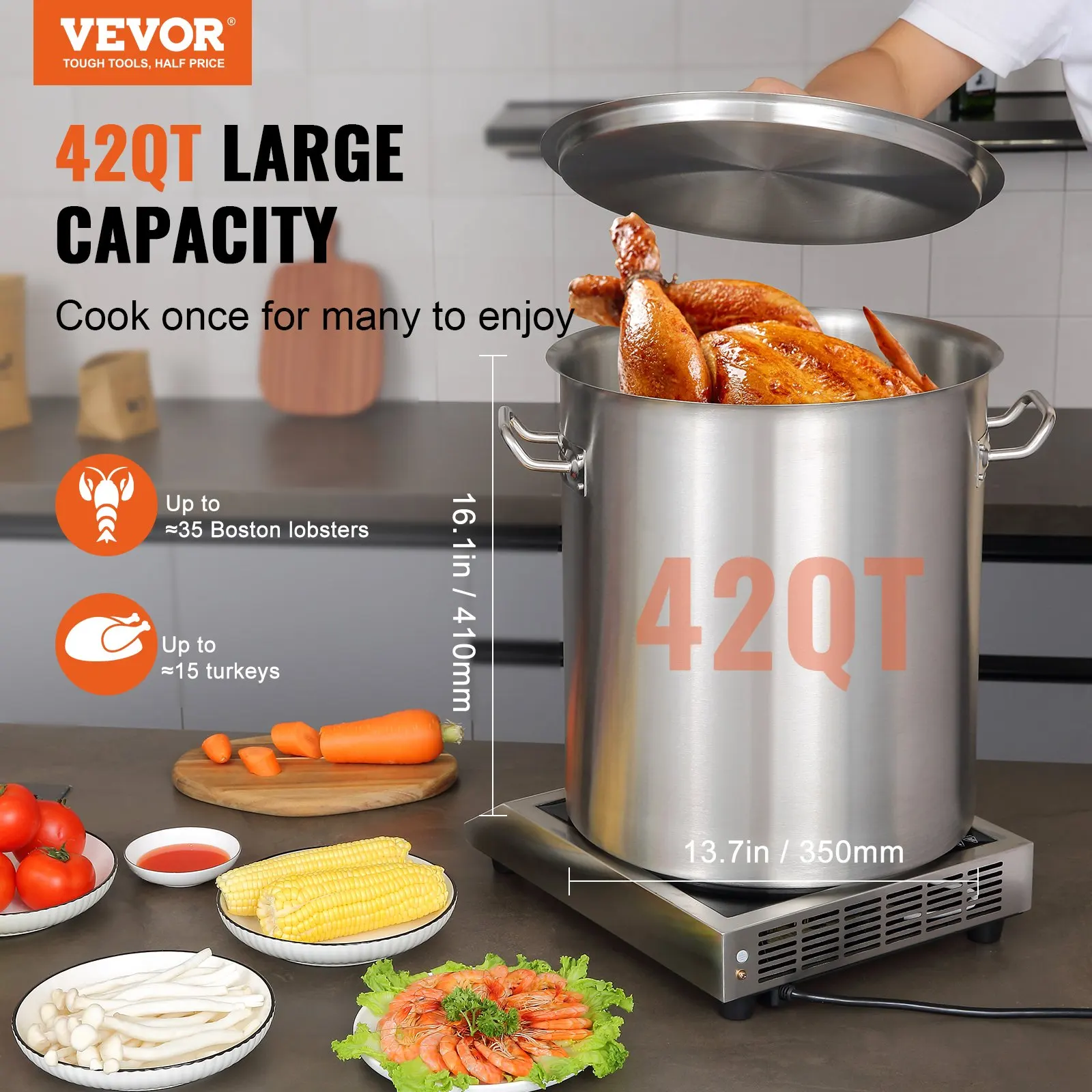 Stainless Steel Stockpot, 42 Quart Large Cooking Pots, Multipurpose Cookware Sauce Pot With Lid & Handle, Heavy Duty Commercial
Stainless Steel Stockpot, 42 Quart Large Cooking Pots, Multipurpose Cookware Sauce Pot With Lid & Handle, Heavy Duty Commercial