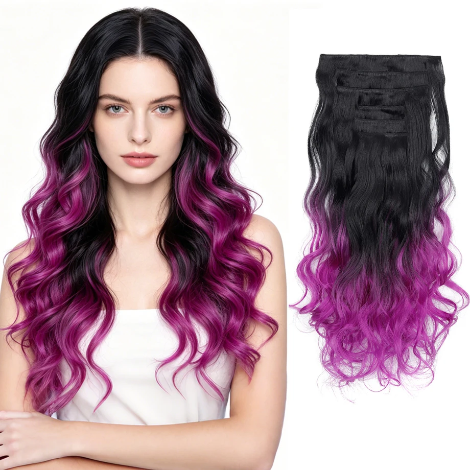 Clip in Synthetic Hair Extensions 20 Inch 140g 6pcs Black to Purple Two-Tone Hair Extensions Clip In Hair Double Weft for women
Clip in Synthetic Hair Extensions 20 Inch 140g 6pcs Black to Purple Two-Tone Hair Extensions Clip In Hair Double Weft for women
