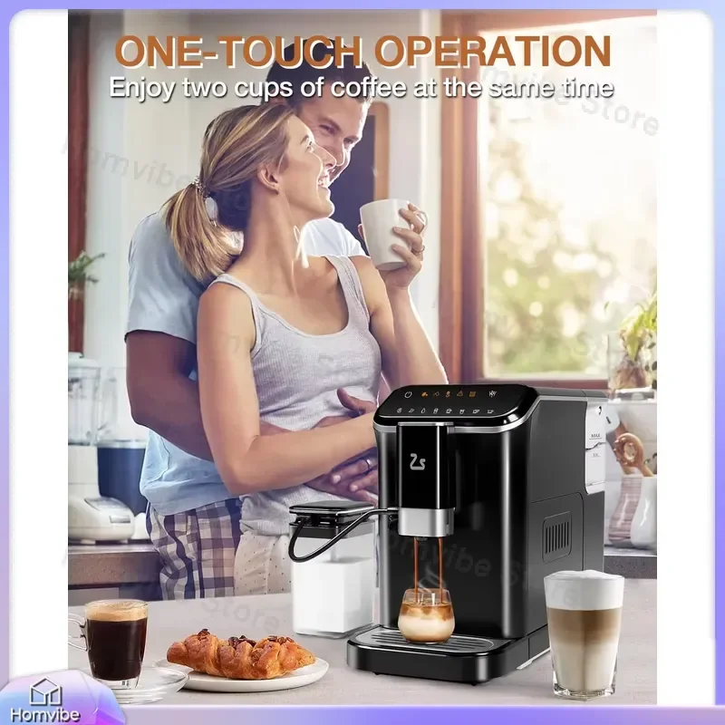 20 Bar Fully Automatic Espresso Machine with Built-in Grinder and Milk Frother One-Touch 6 Coffee Recipes 1.5L Water Tank
20 Bar Fully Automatic Espresso Machine with Built-in Grinder and Milk Frother One-Touch 6 Coffee Recipes 1.5L Water Tank