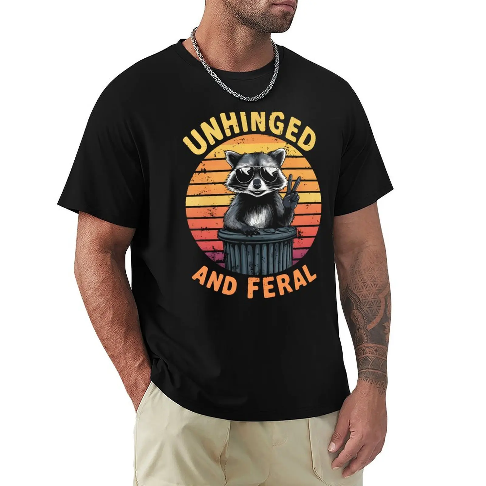 Unhinged And Feral Retro sunset Funny Raccoon Feral Peace T-Shirt Daily Work Short Sleeve Top
Unhinged And Feral Retro sunset Funny Raccoon Feral Peace T-Shirt Daily Work Short Sleeve Top