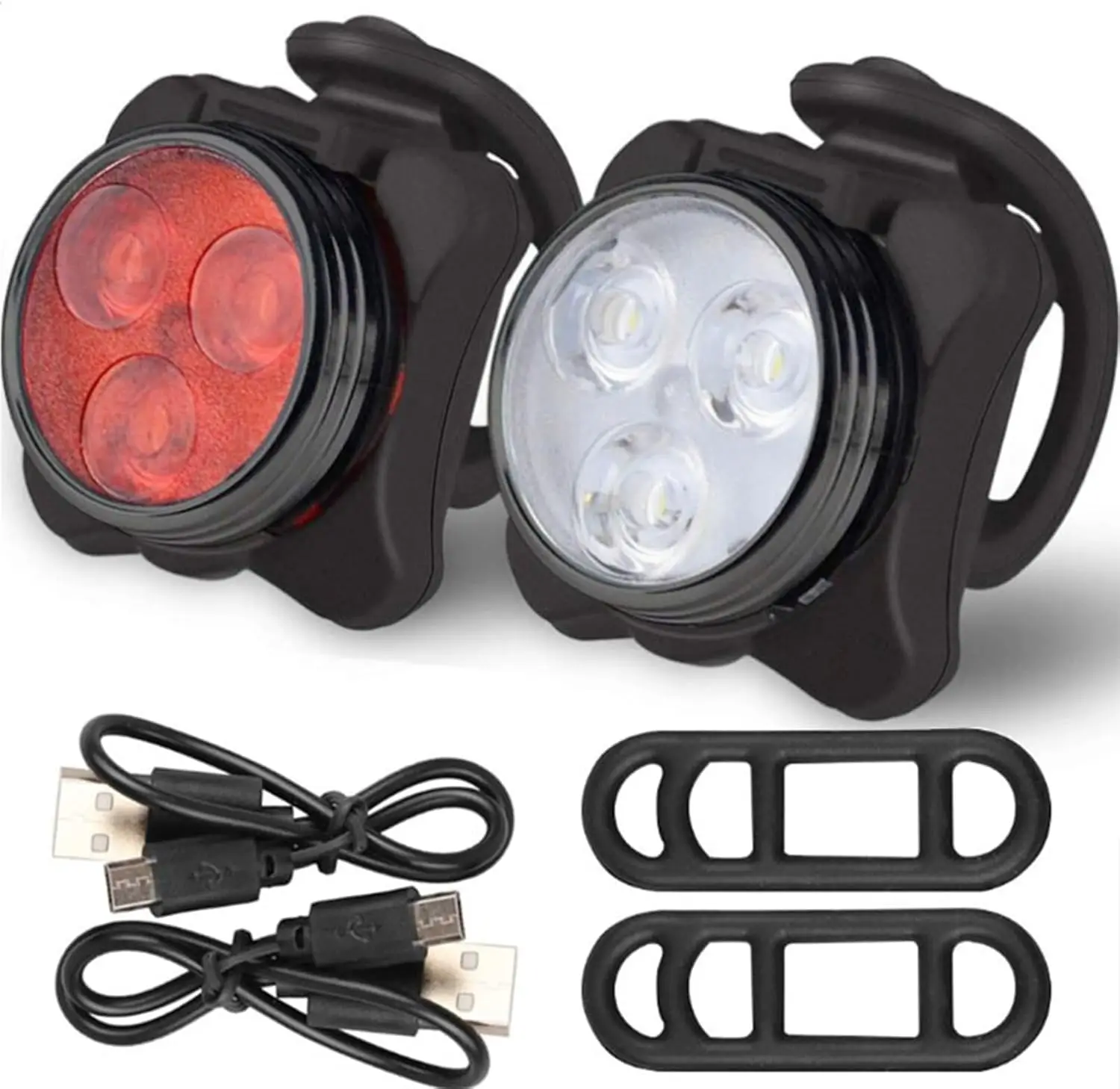 USB Rechargeable Bike Light Set, Super Bright LED Headlight & Taillight, 4 Modes, Waterproof for Night Riding
USB Rechargeable Bike Light Set, Super Bright LED Headlight & Taillight, 4 Modes, Waterproof for Night Riding
