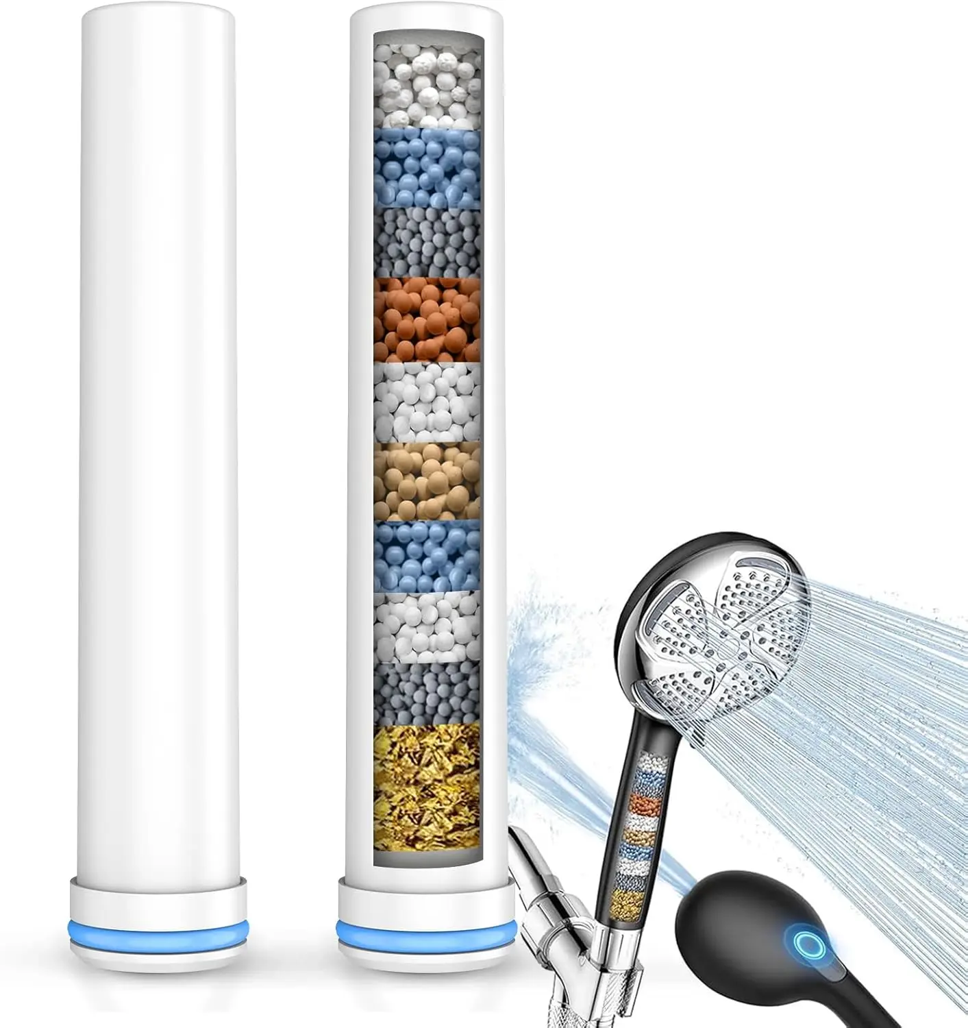 2 Pack Shower Filter Replacement for Handheld Shower Head, Removes Chlorine and Heavy Metals, Easy Install
2 Pack Shower Filter Replacement for Handheld Shower Head, Removes Chlorine and Heavy Metals, Easy Install