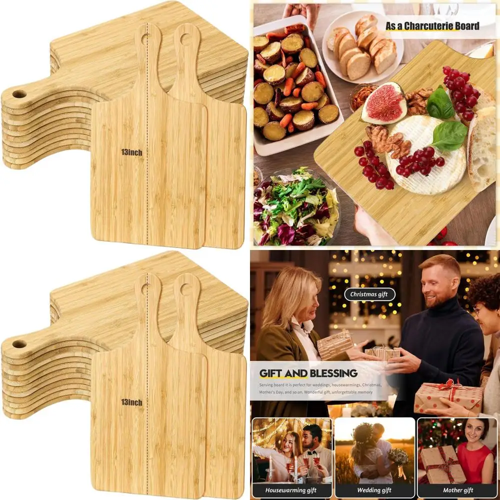Set of 12 Bamboo Cutting Boards with Handle for Laser Engraving, 13x7, Ideal for Wedding and Holiday Gifts
Set of 12 Bamboo Cutting Boards with Handle for Laser Engraving, 13x7, Ideal for Wedding and Holiday Gifts