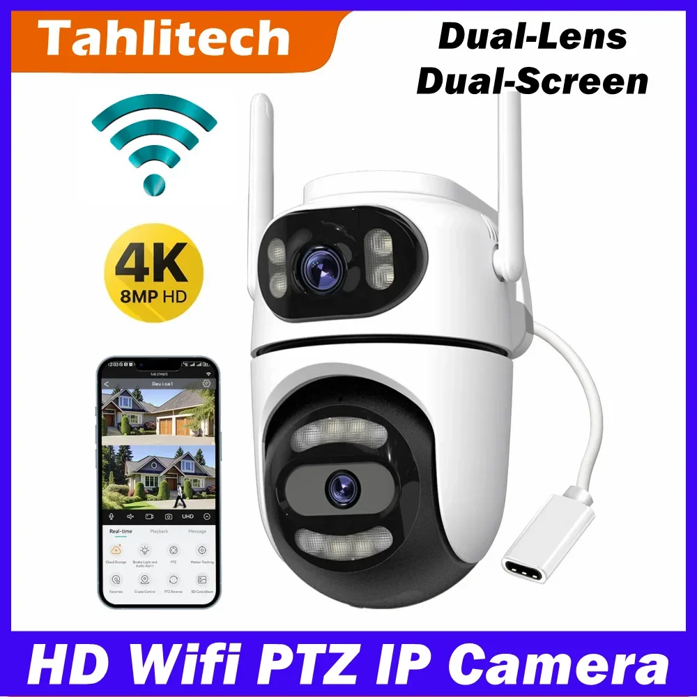 8MP 4K HD Wifi PTZ Camera Dual Lens iCsee APP AI Tracking Outdoor Home CCTV Security Camera Dual Lens Dual Screen
8MP 4K HD Wifi PTZ Camera Dual Lens iCsee APP AI Tracking Outdoor Home CCTV Security Camera Dual Lens Dual Screen