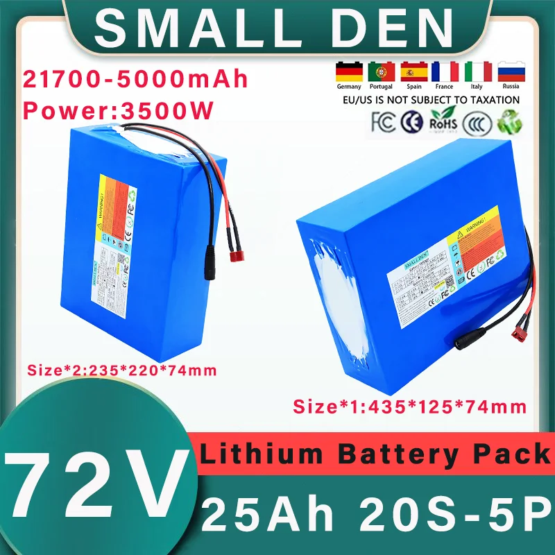72V 25Ah 21700 20S 5P Lithium ion Battery Pack 2800W Electric Tool Outdoor Backup Battery with 40A BMS Rechargeable Battery
72V 25Ah 21700 20S 5P Lithium ion Battery Pack 2800W Electric Tool Outdoor Backup Battery with 40A BMS Rechargeable Battery