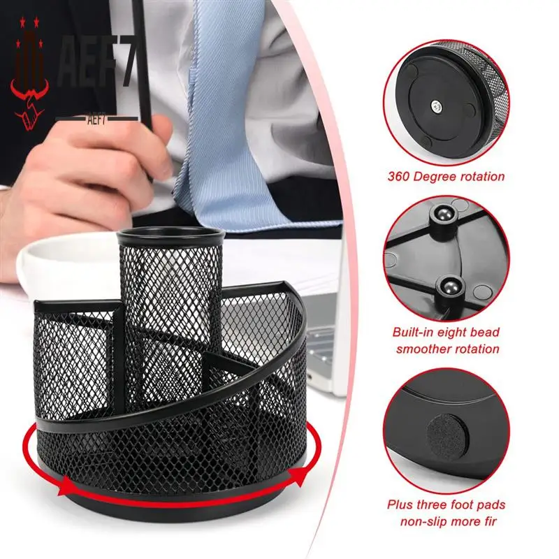 AEF7-Pen Holder For Desk, Mesh Desk Organizer,360 Degree Rotation Rotating Black Metal Mesh Desktop Organizer, 5 Compartments
AEF7-Pen Holder For Desk, Mesh Desk Organizer,360 Degree Rotation Rotating Black Metal Mesh Desktop Organizer, 5 Compartments