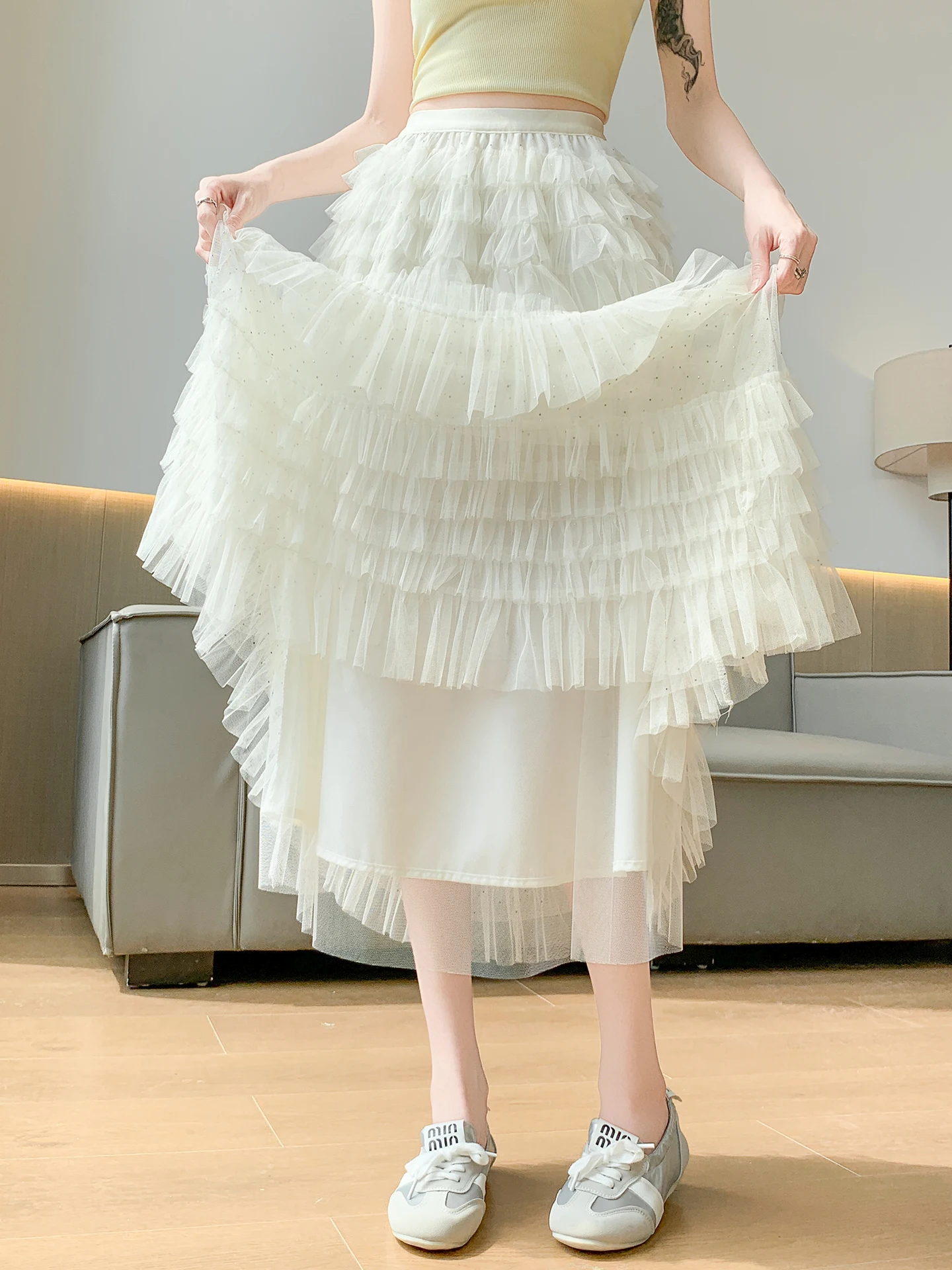 Shiny Rhinestone Mesh Layered Cake Skirt Half-length Women's Summer Ballet Style Draped Flared A-line Long Skirt
Shiny Rhinestone Mesh Layered Cake Skirt Half-length Women's Summer Ballet Style Draped Flared A-line Long Skirt