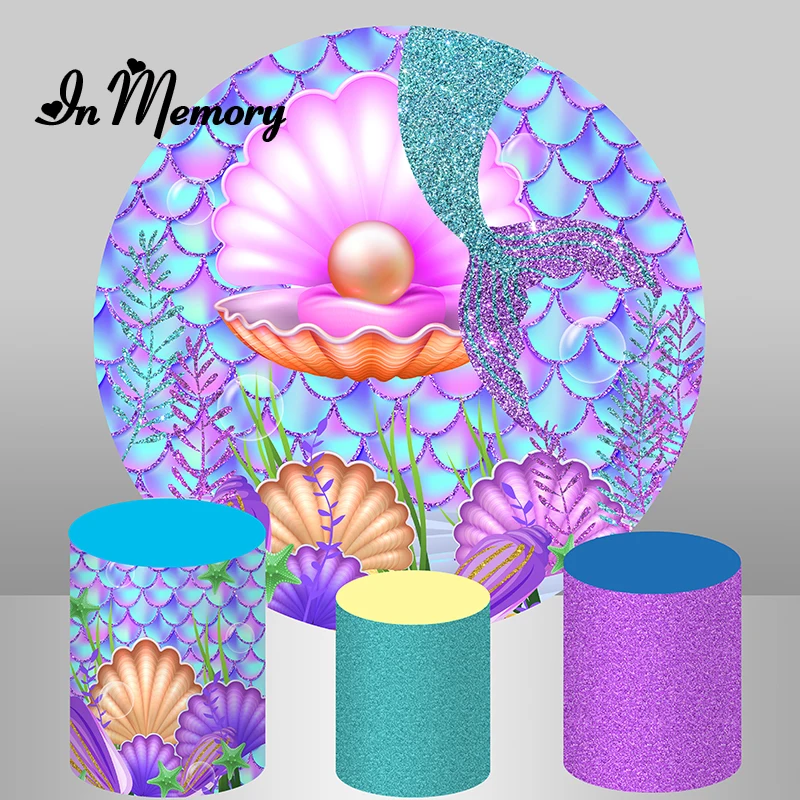 Mermaid Theme Girls Baby Shower Round Backdrop Sparkling Purple Scale Mussel Under The Sea Birthday Party Background Elastic
Mermaid Theme Girls Baby Shower Round Backdrop Sparkling Purple Scale Mussel Under The Sea Birthday Party Background Elastic