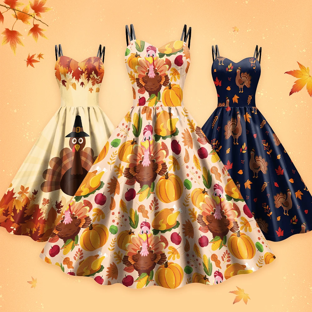 Zawaland Dress For Women Sleeveless Slip Dresses Turkey Print Outfit Holiday Cosplay Costume Thanksgiving Day Sexy Clothes
Zawaland Dress For Women Sleeveless Slip Dresses Turkey Print Outfit Holiday Cosplay Costume Thanksgiving Day Sexy Clothes