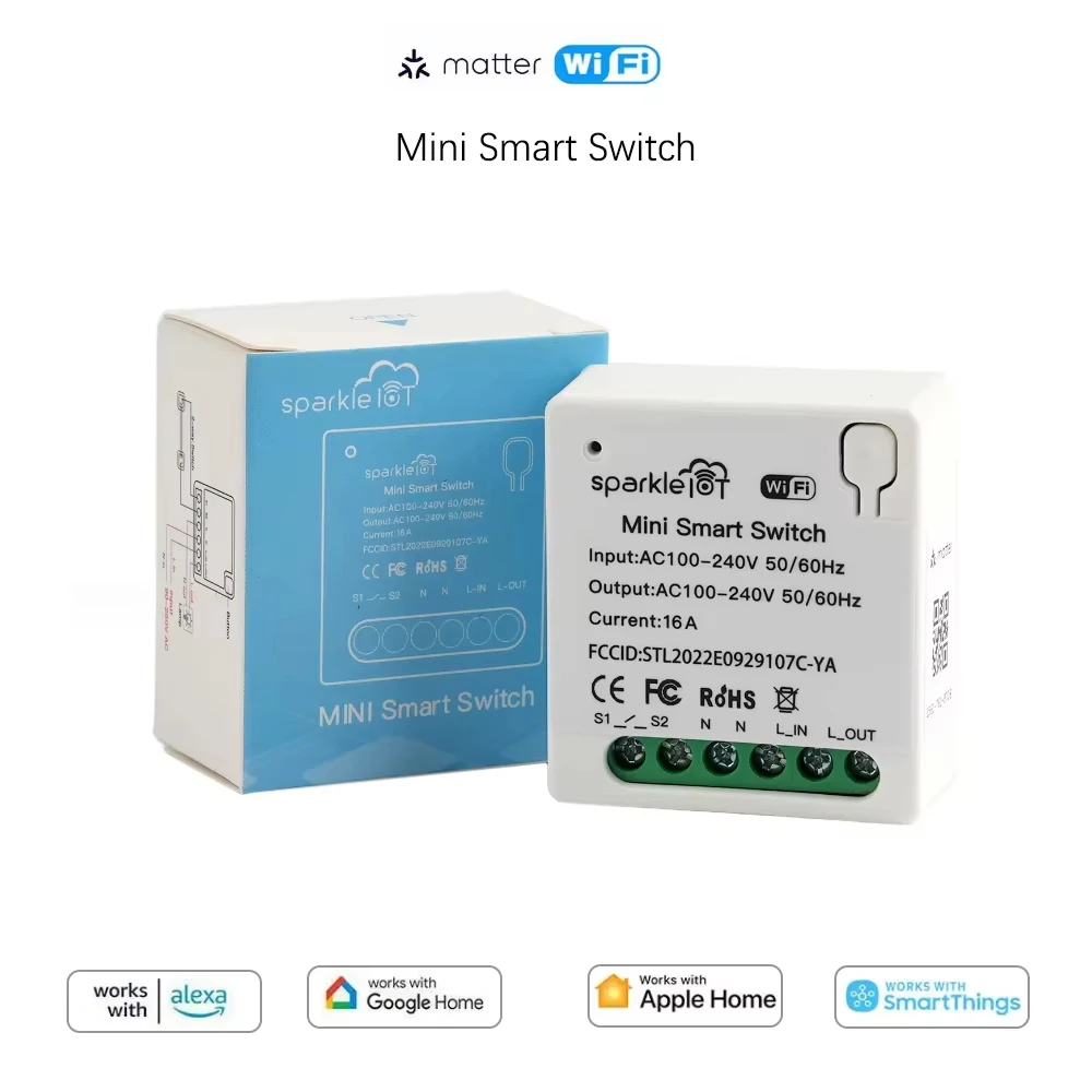 Matter 16A Wi-Fi мини-умный переключатель, сквозное отключение, розетки с двойным управлением, таймер дистанционного управления, работа с HomeKit Alexa
Matter 16A Wi-Fi мини-умный переключатель, сквозное отключение, розетки с двойным управлением, таймер дистанционного управления, работа с HomeKit Alexa