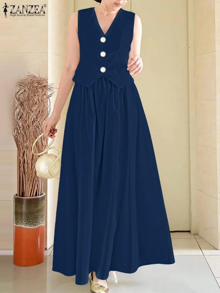 2025 ZANZEA Summer V Neck Sleeveless Vests Tops Solid Dress Sets Fashion Women Outfits Elegant OL Work Tracksuit Two Pieces Sets
2025 ZANZEA Summer V Neck Sleeveless Vests Tops Solid Dress Sets Fashion Women Outfits Elegant OL Work Tracksuit Two Pieces Sets