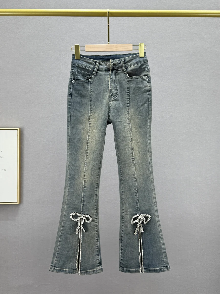 High Waist Bell Bot Denim Jeans Women's Spring Summer New Sle Knot Slim Fit Diamond Embellied Split Nine Poi...
High Waist Bell Bot Denim Jeans Women's Spring Summer New Sle Knot Slim Fit Diamond Embellied Split Nine Poi...