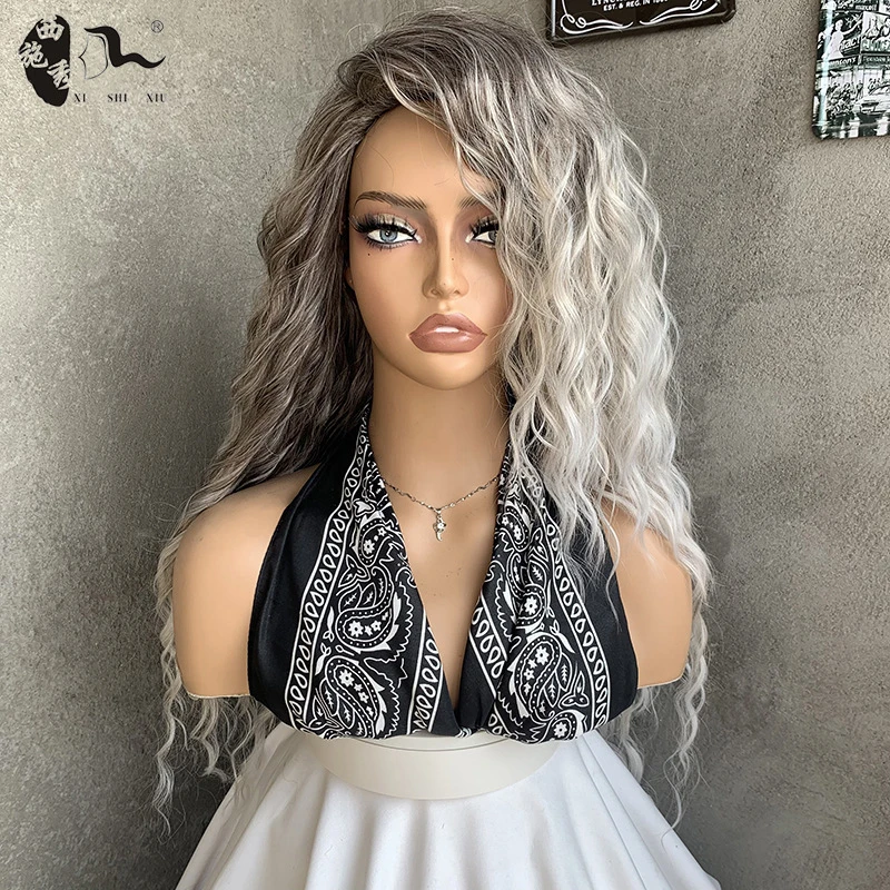 Latin gradient gray long curly hair high crown natural European and American fashion wig for women
Latin gradient gray long curly hair high crown natural European and American fashion wig for women