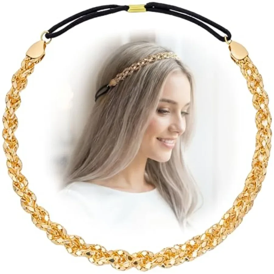 OIIKI Gold Rhinestone Headpiece for Women, Vintage Sparkly Elastic Hair Chain Headband, Bling Twisted Crystal 70s Disco Head Je
OIIKI Gold Rhinestone Headpiece for Women, Vintage Sparkly Elastic Hair Chain Headband, Bling Twisted Crystal 70s Disco Head Je