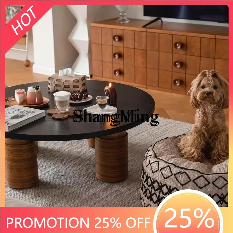 CL style coffee table wabi style minimalist round movable solid wood tea table home living room retro low table
CL style coffee table wabi style minimalist round movable solid wood tea table home living room retro low table